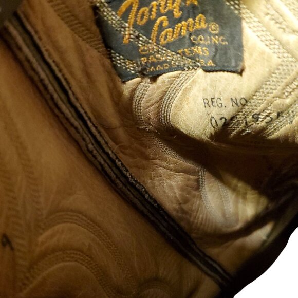 Vintage Tony Lama Men's size 9E Gray Black leather lizard wing tip Cowboy boots - Picture 11 of 16